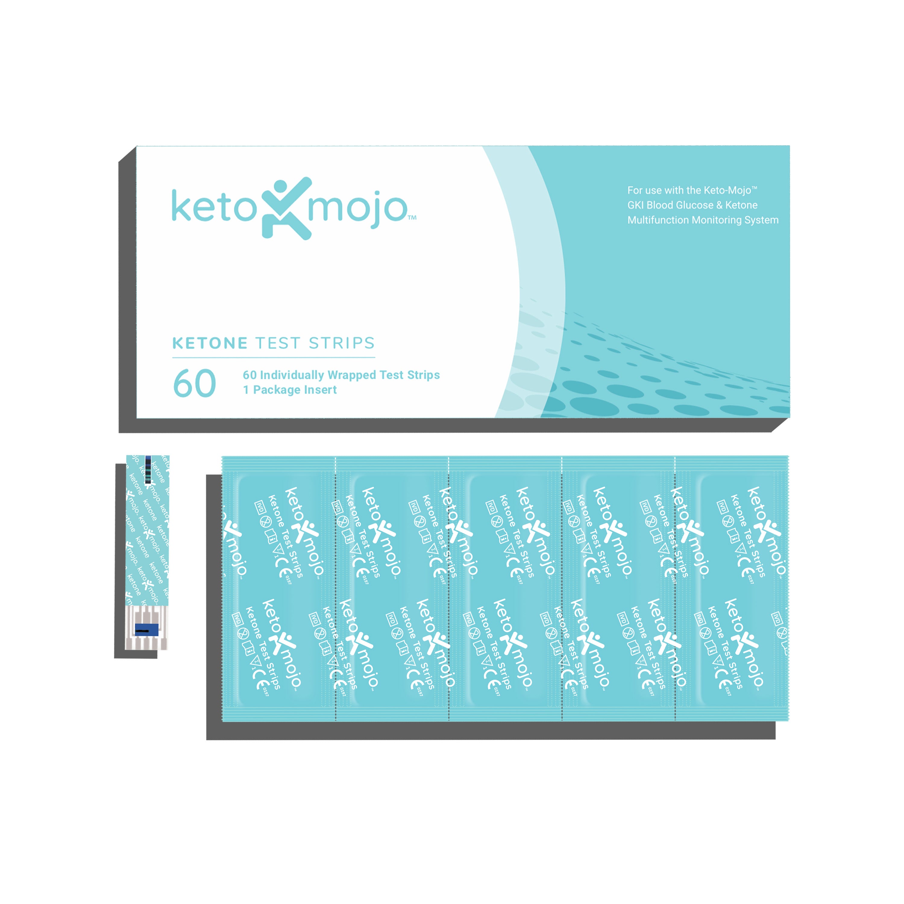 Кетоновые тест-полоски (60 штук) - Keto-Mojo Europe