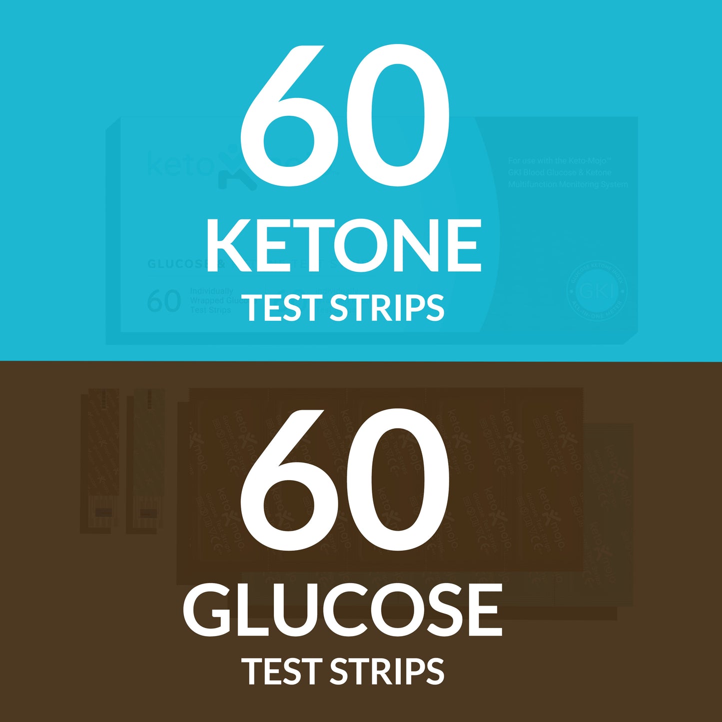 Estuche interior Tiras de prueba de glucosa y cetona GKI - EL PAQUETE COMBINADO (20 unidades)