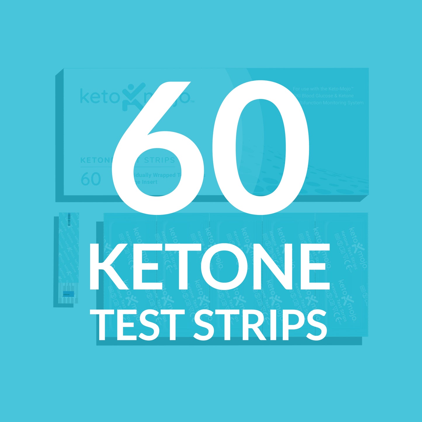 Тестовые полоски для тестирования кетона (набор из 60 штук)