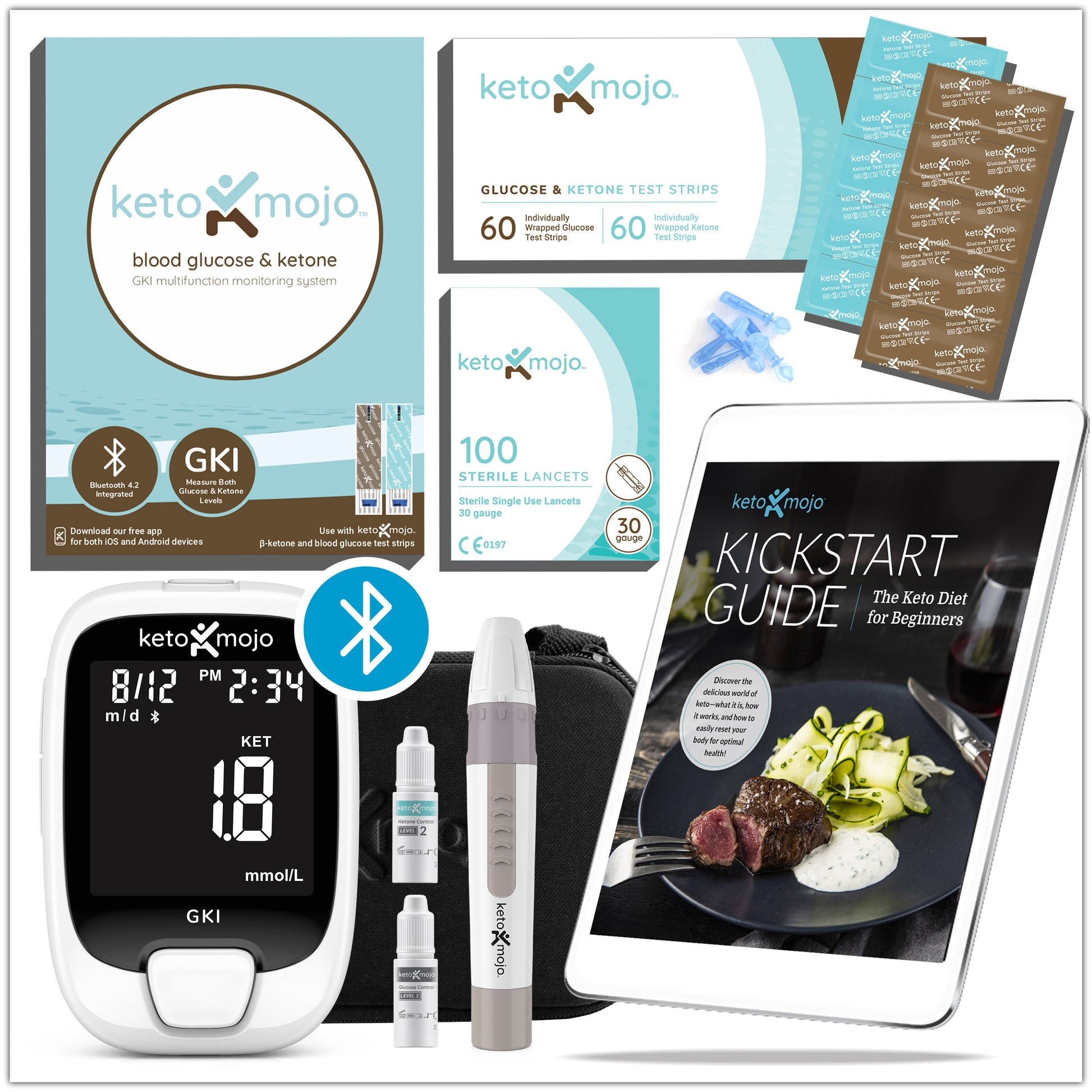 GKI-Bluetooth Blood Glucose & Ketone Meter Kit - PROMO BUNDLE – Keto-Mojo  Europe